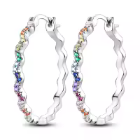 Pendientes De Aro De Plata 925 Para Mujer Con Zirconia Joyería De Moda Regalo Original Eardrop Pendientes Metálicos Tipo Aro - details 25