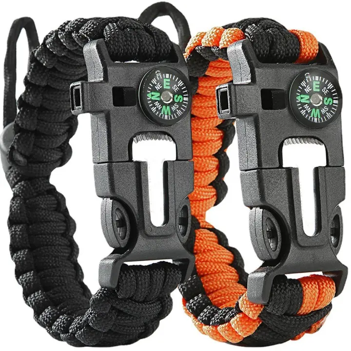 Pulsera de supervivencia, 5 a 1 Paracord Pulseras Kit de Emergencia 2 de Brujula Whistle Fire Starter Para Hombres Mujeres Niños para Senderismo, Acampar, Viajes - 1