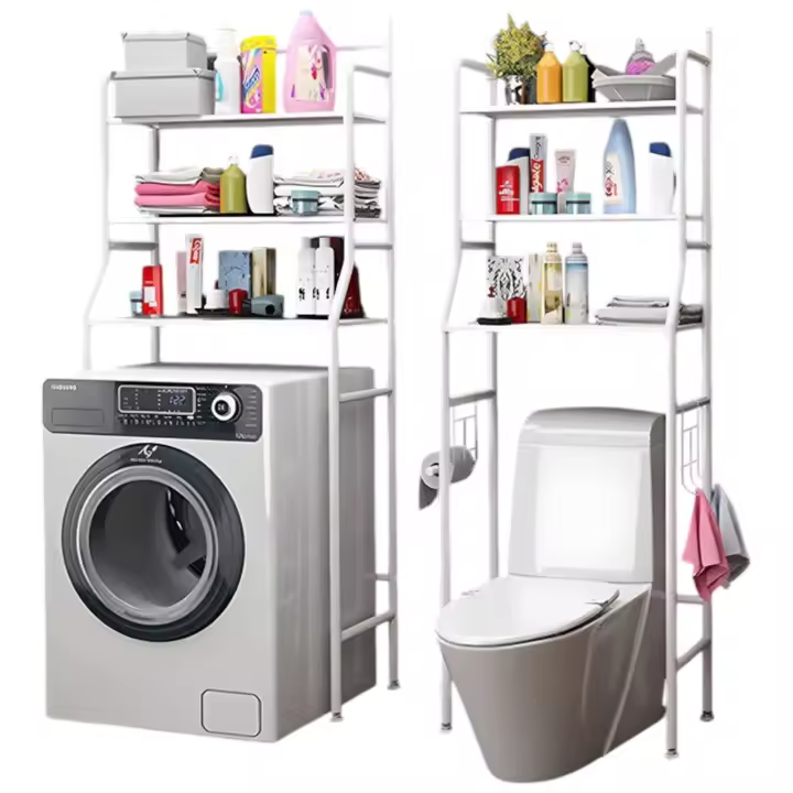 Mi Ko Mi Ka Estantería de Baño sobre Inodoro Blanco  Ahorra Espacio con 3 Baldas  Estante Almacenamiento Impermeable  Patas Ajustables en Altura Mikomika estanteria lavador WC (LAVA-001 1690 H6) - 1