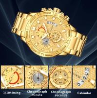 Reloj De Pulsera De Lujo Para Hombre WWOOR En Acero Inoxidable Y Oro Resistente Al Agua Y Shock Con Cronógrafo Y Luz Nocturna - details 2