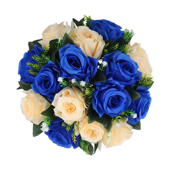 1PC Decoración De Fiesta De Boda Con Bouquet De Flores Artificiales De Seda Rosa Centro De Mesa Para Eventos Y Celebraciones - 1