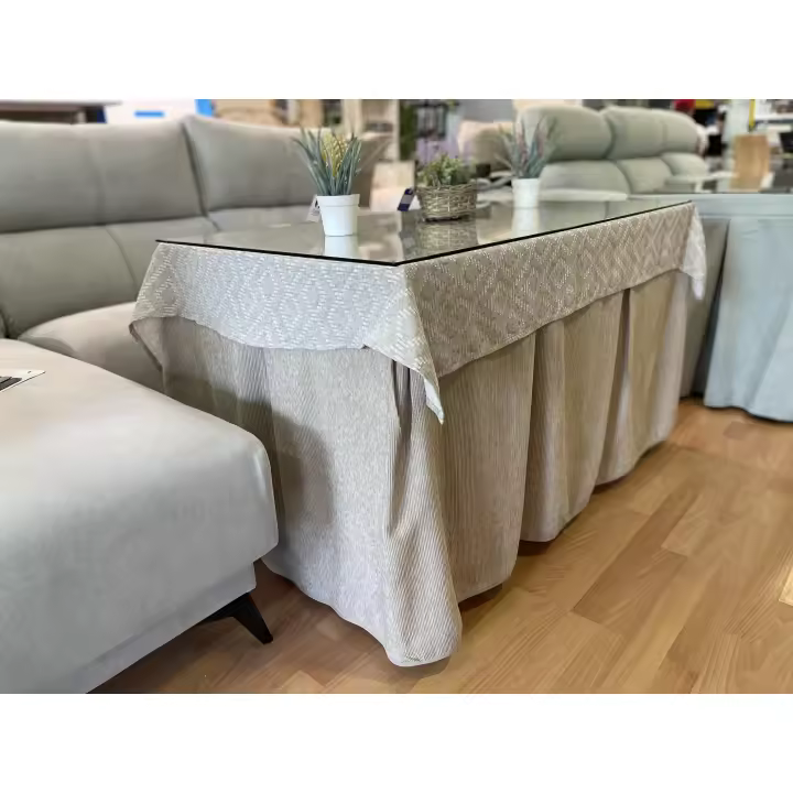 Ropa Chenilla Eco 8 Pliegues color Beige (incluye tapete) - 1