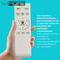 WellHome Ventilador de Techo con Luz LED Ø53x30cm 40W - Aspas retráctiles, Silencioso, 6 Velocidades, Mando a distancia y luz regulable en 3 tonos - details 4