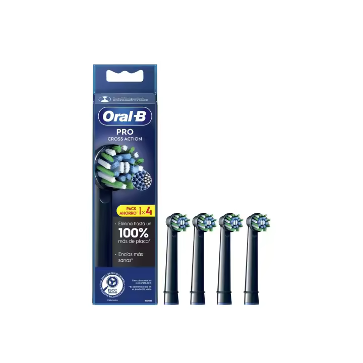 Oral B Cabezal de Repuesto Para Cepiillo Dental Pro Cross Action Negro pack 4 o 2 Unidades - 1