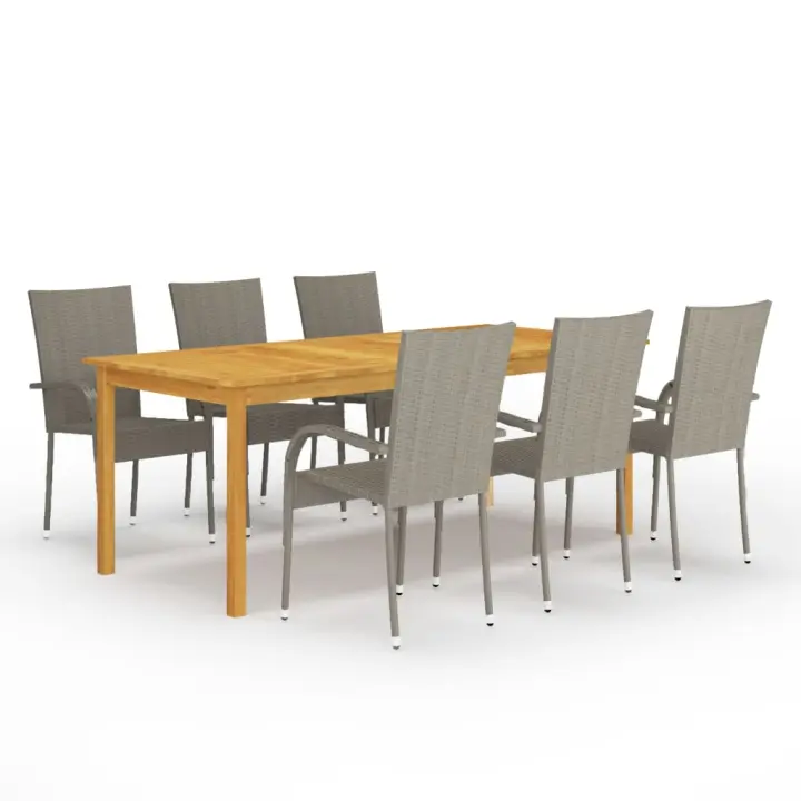 vidaXL Juego de comedor para jardín de 7 piezas gris - 1
