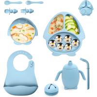 Set de Vajilla para Bebé de 10 Piezas en Silicona Apta para Alimentos, Incluye Cuchara, Tenedor, Cuenco, Vaso, Vaso de Aprendizaje de Beber y Plato, Ideal para Alimentación y Regalos - details 0