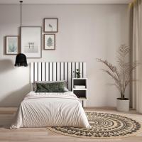 Skraut Home, Cabecero con mesitas, Listones Decorativos, 133x3x107cm, Cama de 80,90,110cm, Varios colores disponibles - details 0