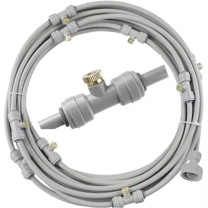 Kit de Nebulización para Jardín 10/15/20m, Enfriador Exterior para Plantas, Gazebos y Terrazas, Se Conecta a Manguera y Grifo, Presión 3-5 Bar, Sistema de Riego por Microaspersión - 1