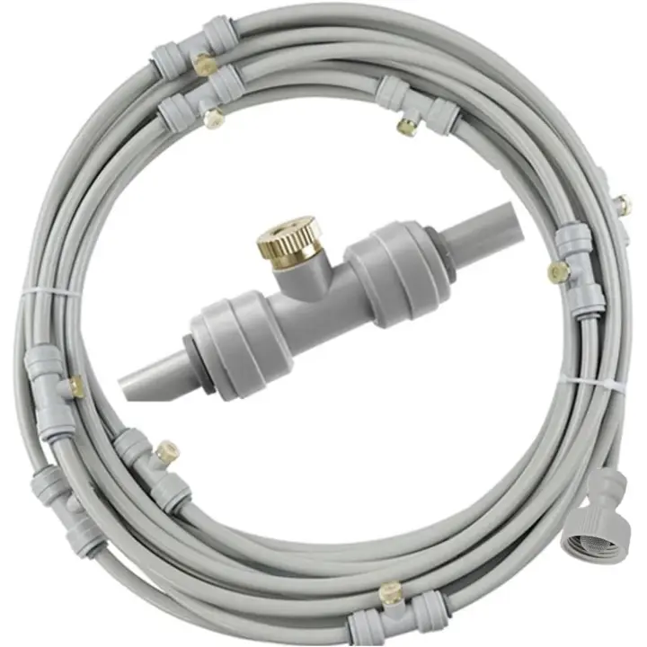 Kit de Nebulización para Jardín 10/15/20m, Enfriador Exterior para Plantas, Gazebos y Terrazas, Se Conecta a Manguera y Grifo, Presión 3-5 Bar, Sistema de Riego por Microaspersión - 1