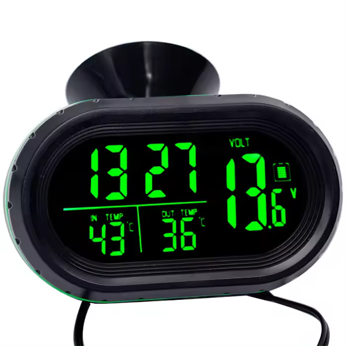 Medidor De Temperatura Y Voltaje Automático Digital DC12V-24V Con Horloge Dual Luminoso Alarma De Congelación Temporizador Y Fecha Para Coche - 1