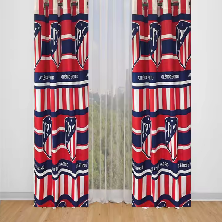 Atletico Madrid  - Cortina Atletico Madrid con ollaos de 150 cm. Ancho x 260 cm. Alto (composición 50% algodón-50% poliéster) (1 unidad) - 1