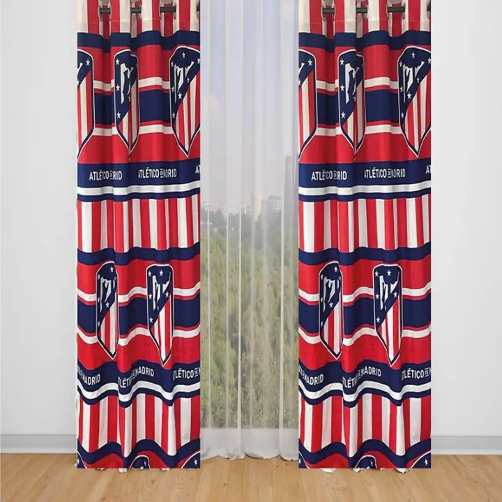 Atletico Madrid  - Cortina Atletico Madrid con ollaos de 150 cm. Ancho x 260 cm. Alto (composición 50% algodón-50% poliéster) (1 unidad) - 1