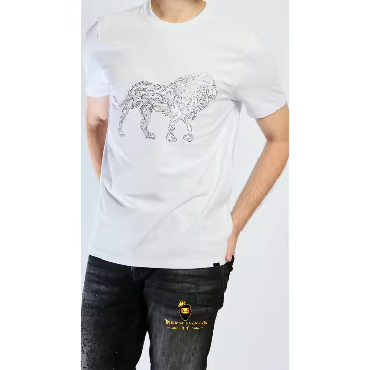 Camiseta Left Point Blanca Pedrería Brillante León - 1