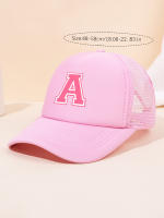 Bolera De Béisbol Para Niñas Con Alfabeto 26 Letras Color Rosa Transpirable Y De Malla Protección Solar Estilo Versátil Casual - details 2