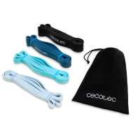 Set de 4 cintas elásticas de resistencia: 15 Kg - 60 Kg, látex, con bolsa de transporte - DrumFit - details 1