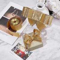 Cinta De Brillo Dorada De 2 Pulgadas Con Borde Rizado Para Embalaje De Regalos Y Manualidades DIY Decorativas 10 Yardas - details 1