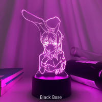 Lámpara Nocturna LED 3D Ilusión ANIME BUNNY GIRL SENPAI MAI SAKURAJIMA KAWAII Cambio De Color Multi Para Regalo De Navidad - details 3