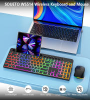 Teclado Inalámbrico Ergonómico Con Ratón Y Soporte Para Teléfono Multicolor Recargable 2.4G Para PC Laptop Windows - details 1
