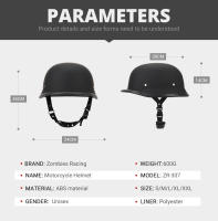 Casco De Motocicleta Estilo Alemán Cuero Pilot Retro Abierta Cara Mitad Para Cruce Chopper Biker Certificación DOT Unisex Tallas S-XXL - details 1