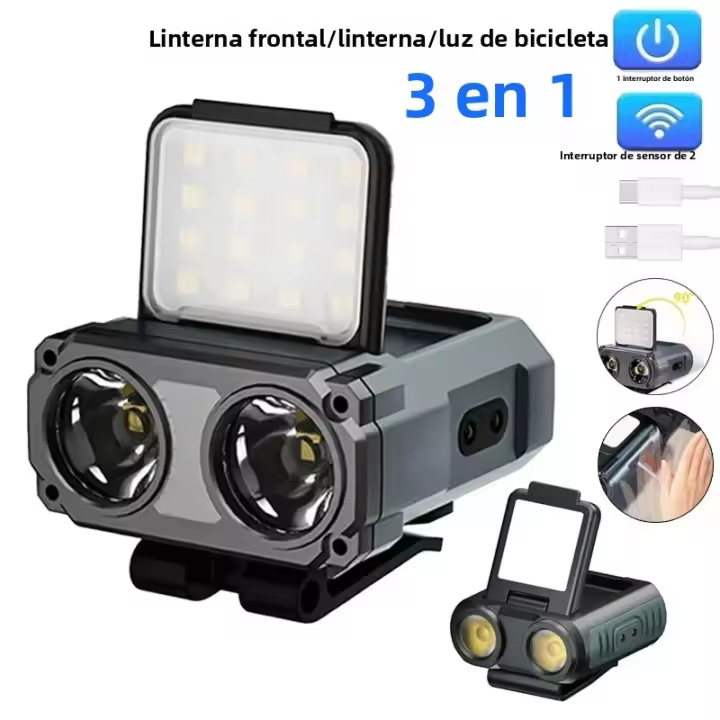 Linterna Frontal De Cabeza Recargable Tipo-C Owl Rotativa Y Portátil Para Caza Pesca Y Bicicleta Con Luz LED 180° Ángulo De Haz - 1