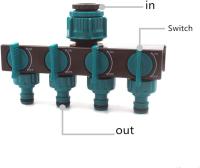 Conector de manguera de rociadores 4 salidas, Conector de rociadores distribuidor conector de extensión adaptador de grifo nariz y selector para jardín invernadero vegetal parche césped #1 - details 3
