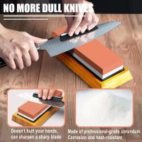 Juego De Piedra De Afilar Cuchillo Profesional Doble Cara Piedra De Afilado Con Base De Bambú Guía De Ángulo Piedra De Agua Multifuncional Para Cocina - details 5