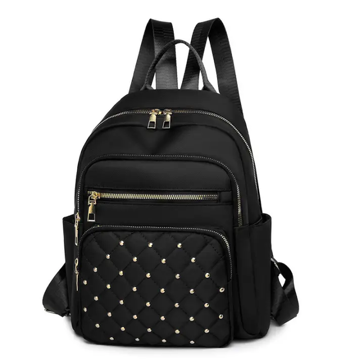 Mochila De Viaje Grande Para Mujeres Bolso De Hombro Doble Multifuncional Moda Escolar Con Cierre De Cremallera Material De Nylon Y Poliéster - 1