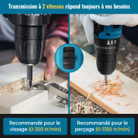 Destornillador de impacto inalámbrico de 21 V, 1600 rpm, alta velocidad, batería recargable, para uso doméstico, con brocas. - details 1