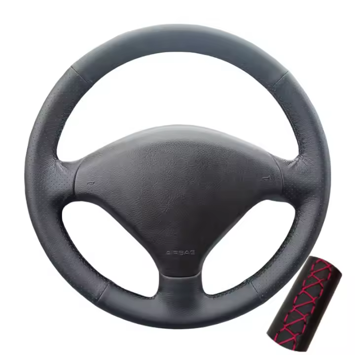 Cubierta De Volante De Coche Negra Antideslizante De Cuero Artificial Para Peugeot 307 2001-2008 307 SW 2005-2008 Accesorios De Interior - 1