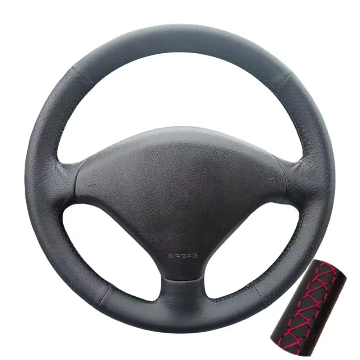 Cubierta De Volante De Coche Negra Antideslizante De Cuero Artificial Para Peugeot 307 2001-2008 307 SW 2005-2008 Accesorios De Interior - 1