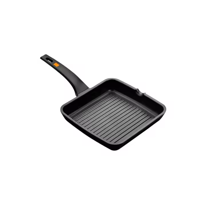 Bra - Grill con Rayas Efficient, De 20 a 28 cm, Plancha Asar Cocina Asador, Aluminio Fundido, Apto Inducción, Mango Ergonómico, Antiadherente - 1
