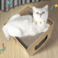Casa De Gato Con Tablero De Rasguñar Casa Plegable Para Mascotas Con Almohadillas De Rasguñar Caja De Cartón Para Conejo Escondite Para Gato - details 2