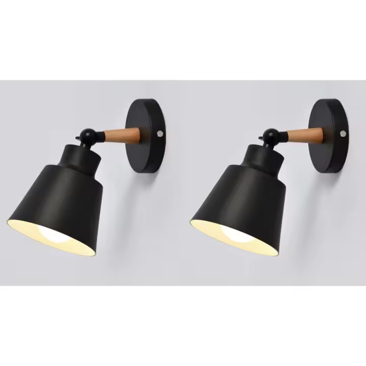 2 vintage Juego de lámpara de pared industrial, lámpara de techo E27, lámpara de pared interior de metal vintage ajustable (bombilla no incluida) - 1