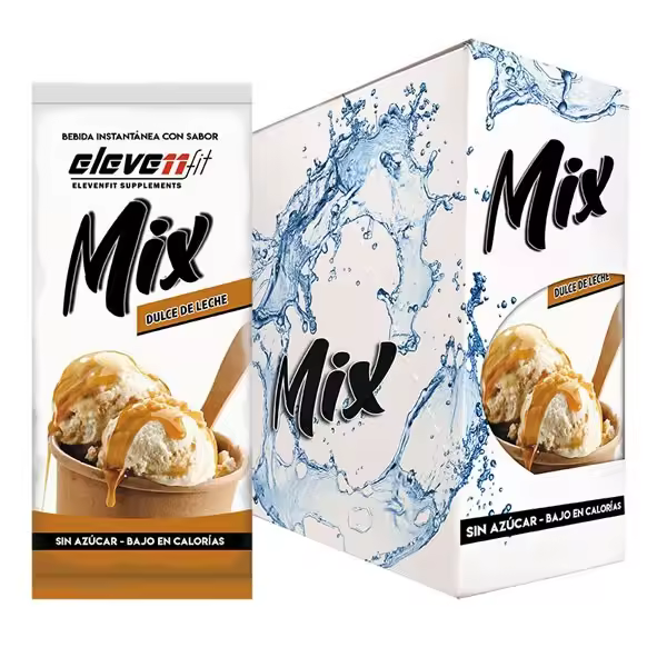 Eleven Fit Mix Instantáneo, Caja de 24 Sobres Sabor Dulce De Leche - Prepara 1.5L de Bebida Saludable - Sin Azúcar, Baja en Calorías y Carbohidratos - Ideal para Agua/Leche, Cocinar y Preparar Postres - Mejora tu Dieta - Apto para Adultos y Niños - 1