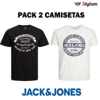Jack & Jones Hombre Pack 2 Camisetas de Algodón Logo estampado Ajuste Regular Fit  Moda Casual Informal - details 3