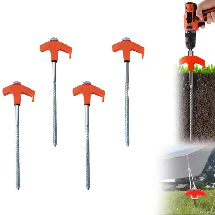 Juego De 16 Palos De Tenda De 8 Pulgadas Anclajes De Tierra Para Camping Al Aire Libre Resistentes Y Duraderos - 1