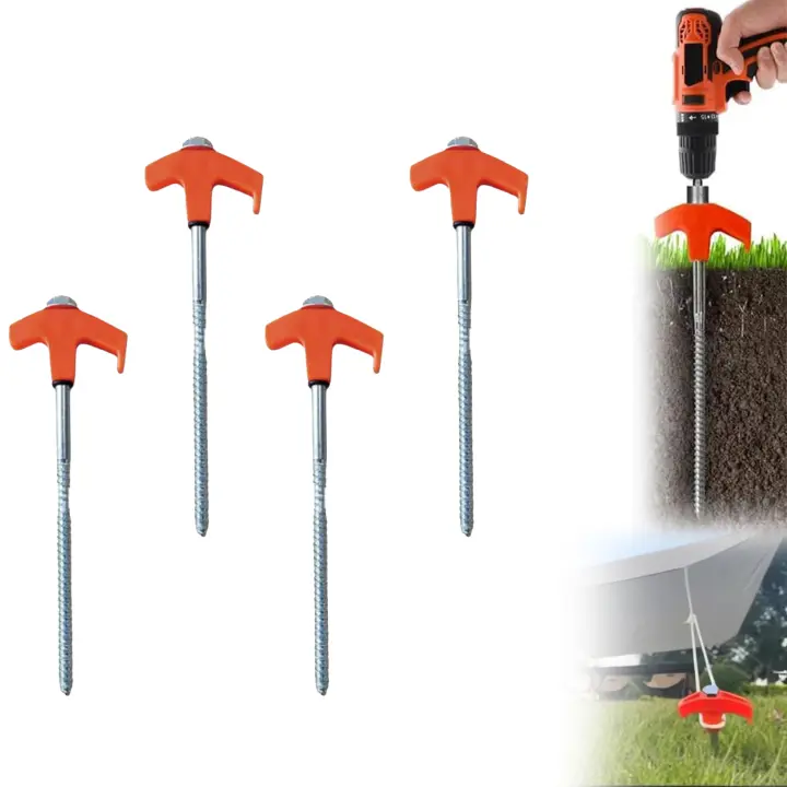 Juego De 16 Palos De Tenda De 8 Pulgadas Anclajes De Tierra Para Camping Al Aire Libre Resistentes Y Duraderos - 1