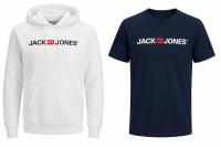 Jack & Jones Pack de 2 Sudadera + Camiseta Hombre con Capucha Ajustable y bolso frontal Mod JJECORP OLD LOGO SWEAT Logo Classics Muy Suave y Cálida ideal Otoño Invierno. - details 1