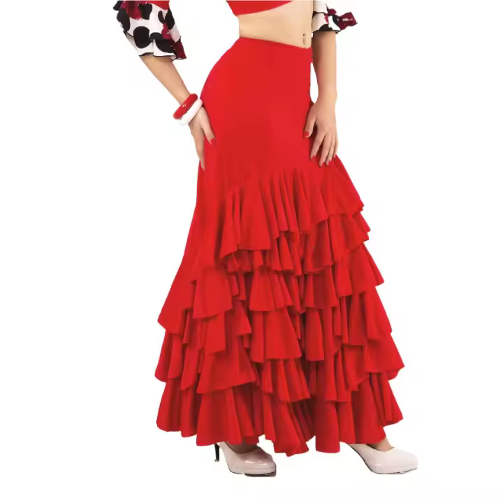 Falda flamenco con vuelo de 5 volantes - 1