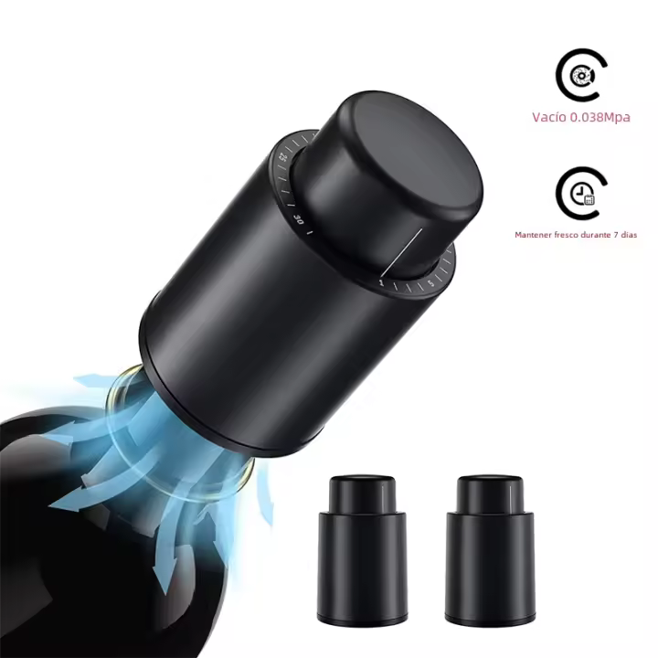 LMETJMA Tapones Para Botella De Vino Reutilizables Con Bomba De Vácuo Preservador De Vino Ecológico Para Mantener Tu Vino Fresco Durante 7 Días KC0427 - 1