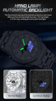 Reloj Electrónico Para Hombre SANDA 3357 Dual Display Multifuncional Resistente Al Agua Con Alarma Y LED De Acero Inoxidable - details 4