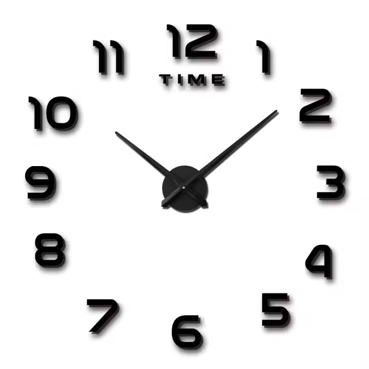 DIY Reloj de Pared 3D Grande 130 Cm Negro Moderno - Hogar Oficina Negocio - 1