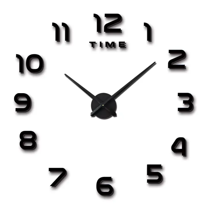 DIY Reloj de Pared 3D Grande 130 Cm Negro Moderno - Hogar Oficina Negocio - 1