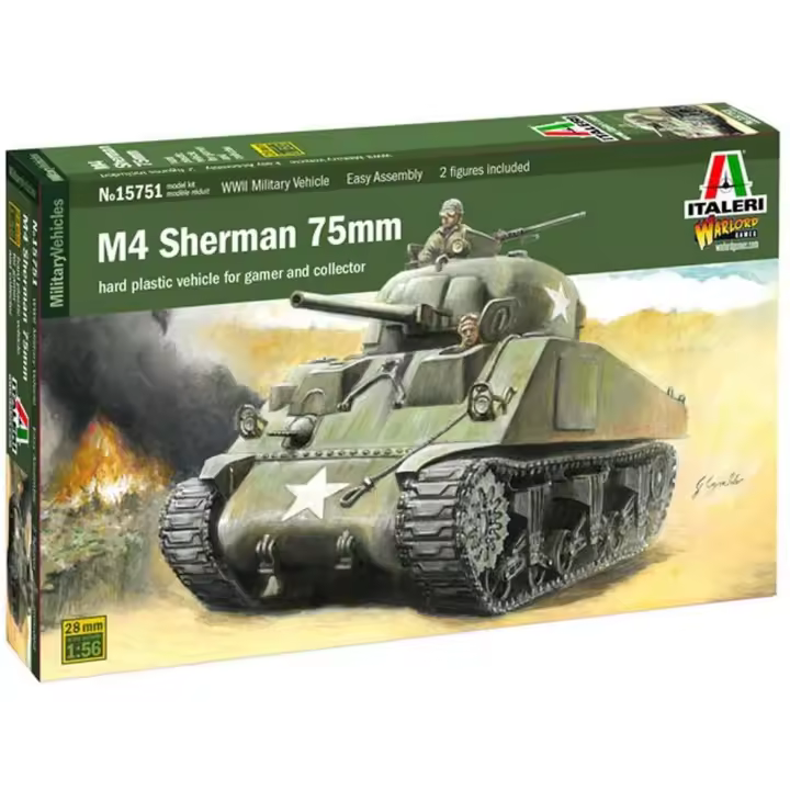 Italeri 15751 - Maqueta tanque M4 Sherman 75 mm. Escala 1/56 - 1