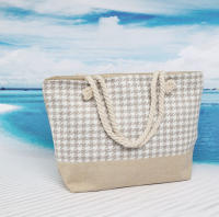 EILV - Bolso de Playa Mujer con Cremallera y Bolsillo Interior | Grande, Ligero, de Tela, Estilo Clásico a Cuadros | Bolsa Verano para Viaje, Piscina, Playa, Picnic - details 3