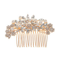 Peine De Boda Con Floral De Strass Y Rosas Simples Accesorio Para El Cabello De Aleación De Aluminio Peine Inserto Para Vestido De Novia - details 1