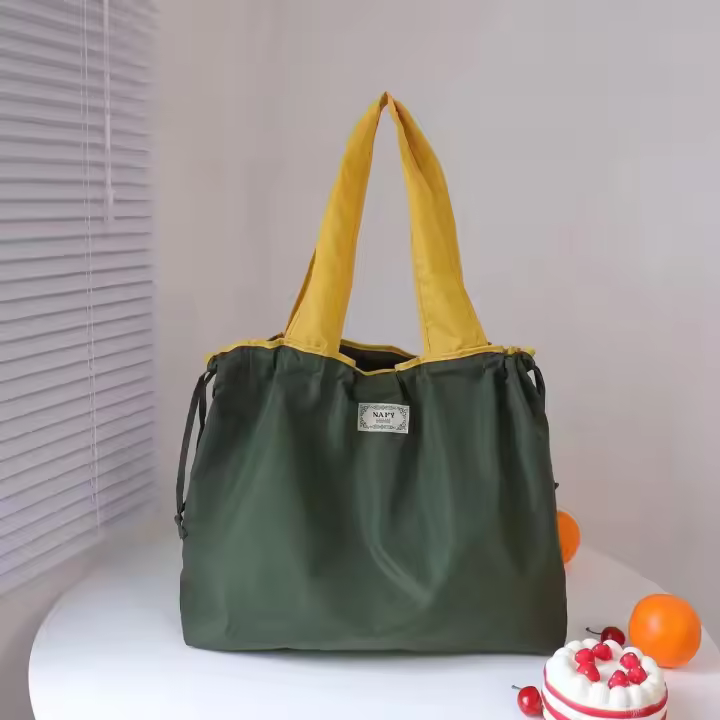 MEJORADA Bolso de Compras Grande Plegable con Cordón de Color Sólido, Tamaño 53*44CM - 1
