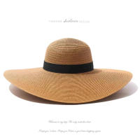 Sombrero De Sol Para Mujer Y Hombre Color Sólido De Moda Con Rhinestone 14cm Grande Paja Resistente Al Sol Plegable Para Playa Y Viajes - details 33