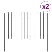 VidaXL Cercado de Jardín con Punta de Lanza Gris 3,4x0,8 m de Acero - details 1