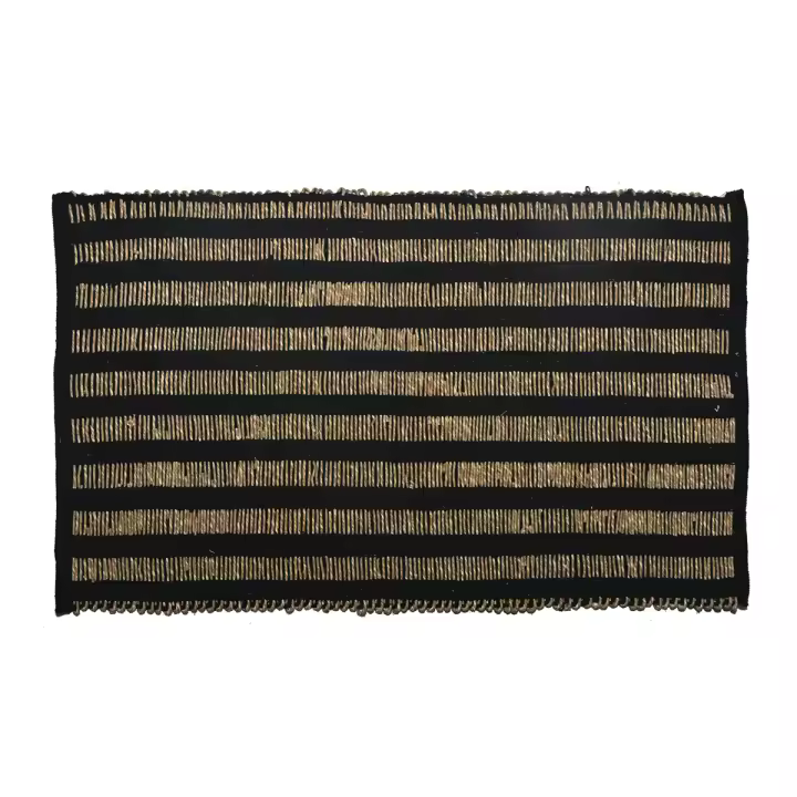 CAPRILO REGALOS & DECORACIÓN Alfombra Rectangular Decorativa de Yute "Rayas Negras-Bohemio". Decoración del Hogar. Regalos Originales. Dormitorios y Salón. Textil. 80 x 50 x 1 cm - 1
